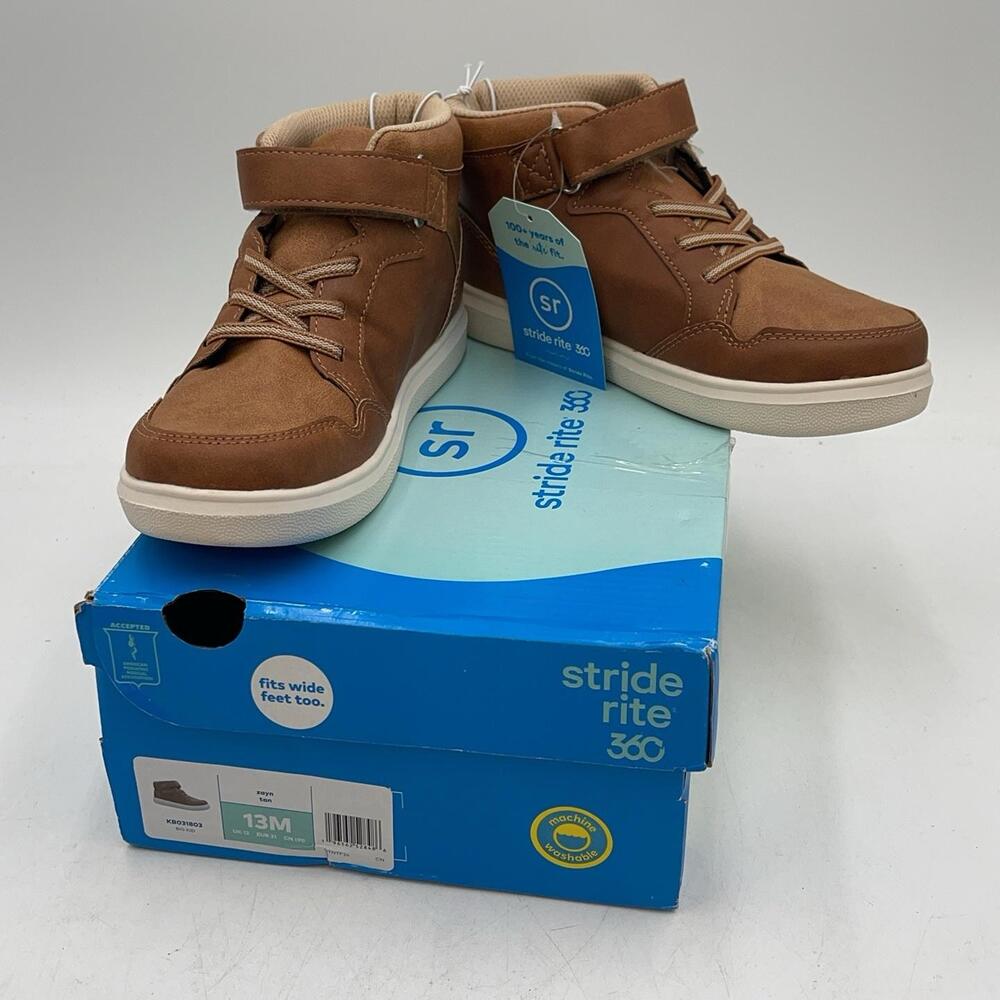 Stride Rite 360 Zayn Shoes Kids Size 13M Brown Mid Top Lace Up Strap Sneakers